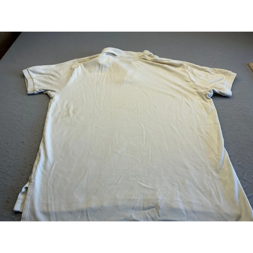 Polo Ralph Lauren Polo Shirt Cream Short Sleeve Cotton Mens Medium Classic Logo